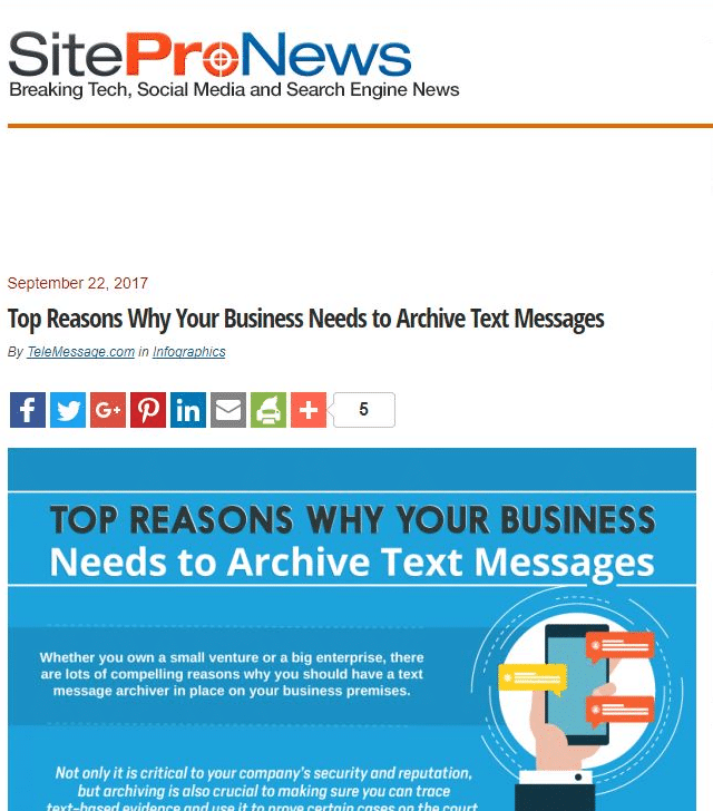 Reasons to Archive Texts in Businesses Featured in SiteProNews