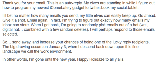 Hilarious Holiday Auto-Reply Messages