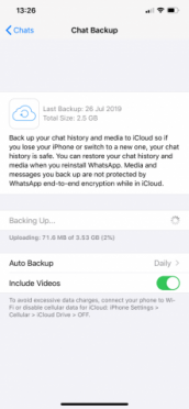 whatsapp business Settings Chats Chat Backup 2