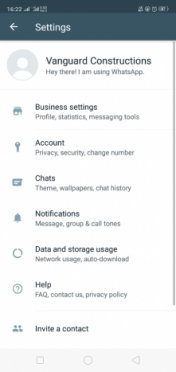 whatsapp business settings android