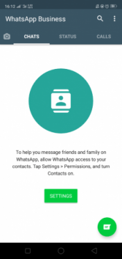 whatsapp business top screen android
